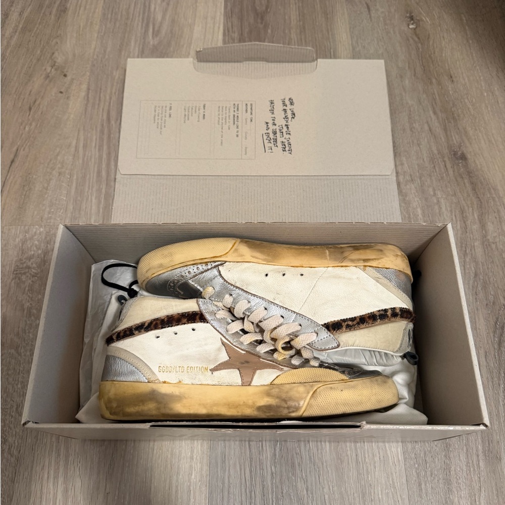 Golden Goose Women's Midstar Silver and Beige Sneakers - Picture 2 of 15